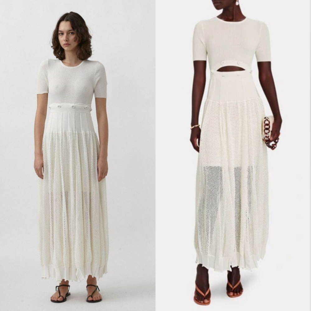 Christopher Esber Deconstruct Cocoon Mesh Dress White Medium